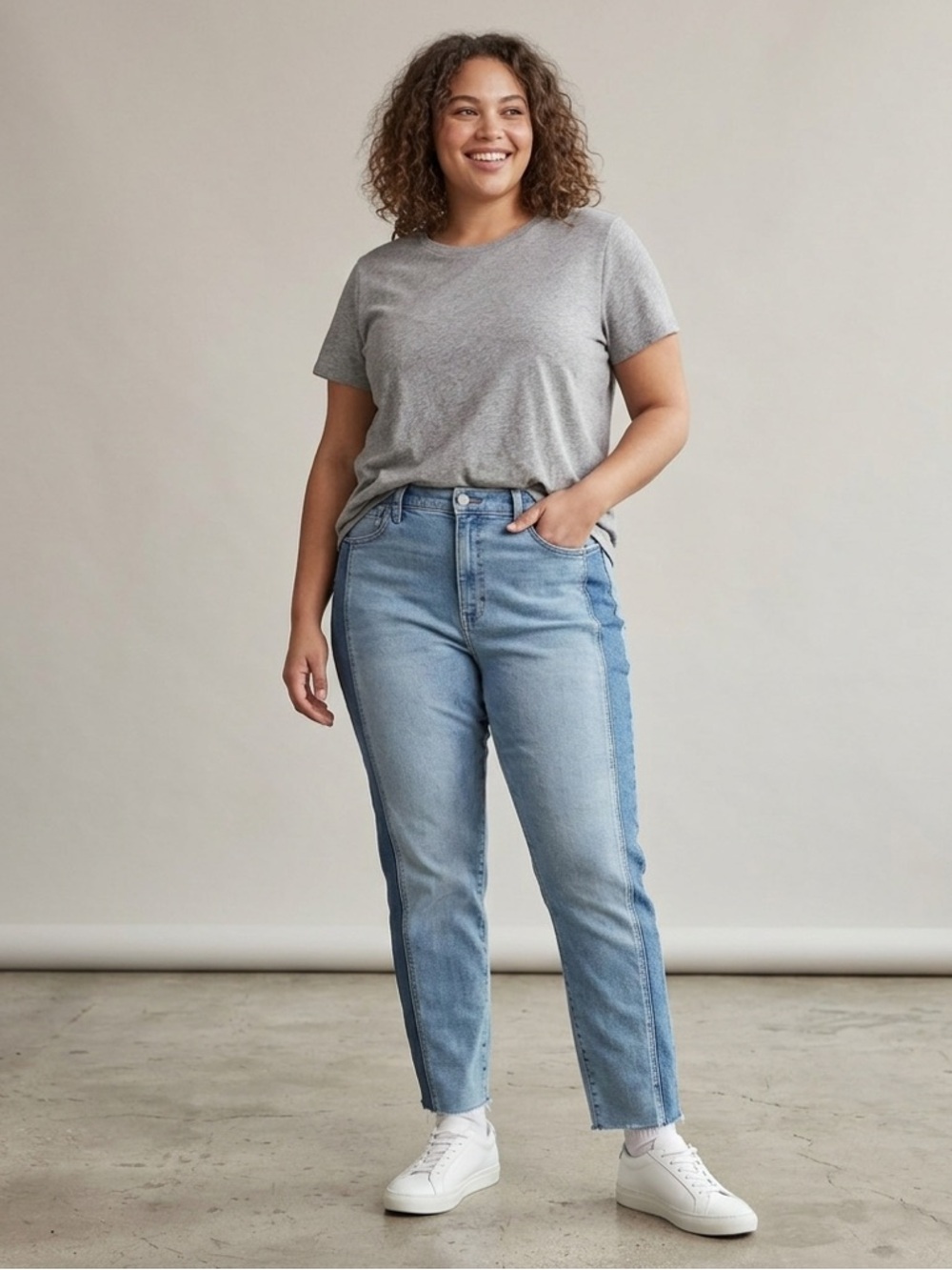 GAP Two-Tone Blue Panel Vintage High Rise Slim, size 14 (32)